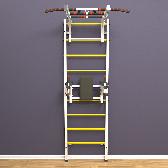 картинка Шведская стенка "LittleSport" Long 2.0 (белый*желтый) от магазина Лазалка