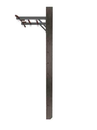 Брашированная шведская стенка "Кастерли" Черный с турником (Черные ступени)