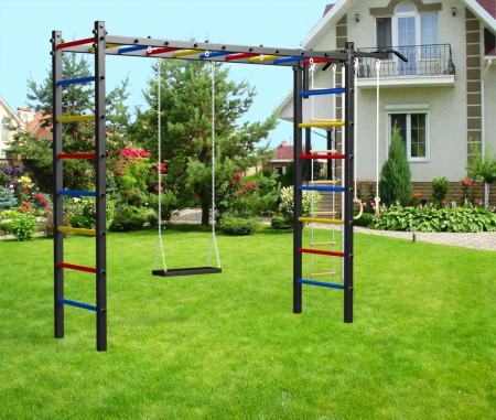 картинка Уличная шведская стенка Sv Sport рукоход У530 (Турник/Деревянные/Канат/кольца/лестница) от магазина Лазалка