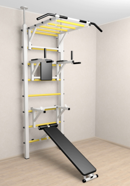 Шведская стенка Sv Sport враспор (Турник рукоход/Брусья/Стойка/Скамья) (258-275 см) 726