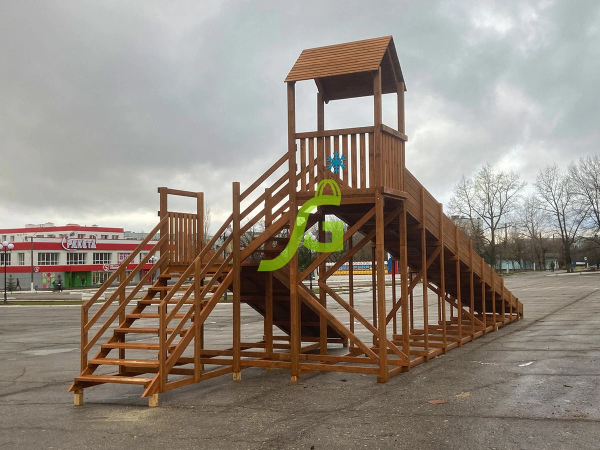 Зимняя деревянная горка "IgraGrad Snow Fox 12 м" с двумя скатами