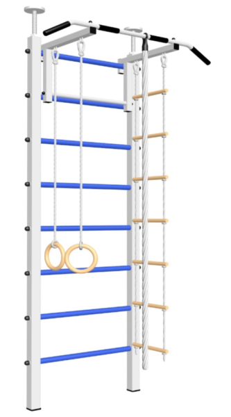 Шведская стенка Sv Sport враспор (Турник стандарт/Канат/Кольца/Лестница) (высота 258-275см) 702