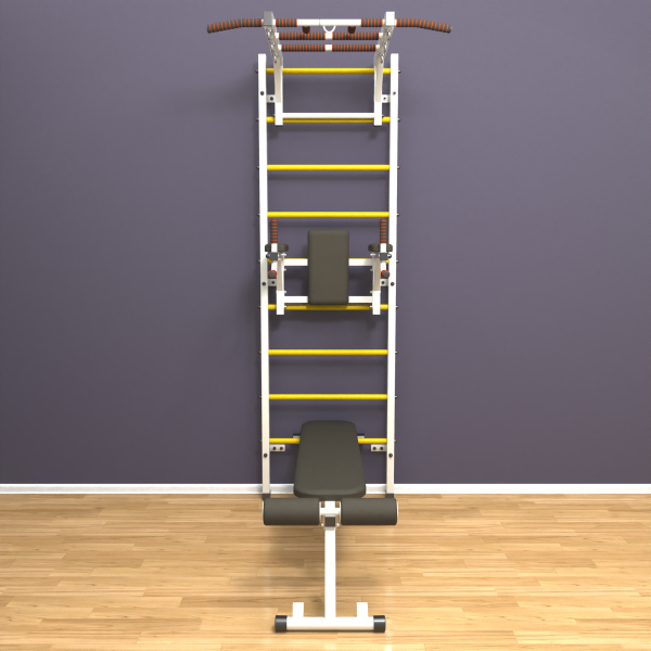 Шведская стенка «LittleSport» White Long 3.0 желтые ступени
