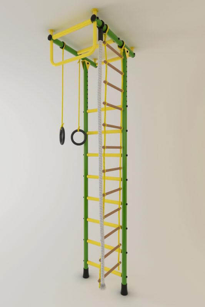 Детский спортивный уголок ДСК "Лидер-1" Г-образный (Зеленый/Жёлтый, до 3,5 м., Обычный, ПВХ, ПВХ)