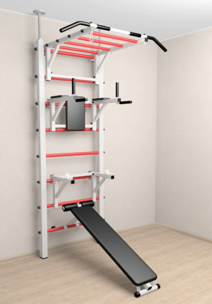 Шведская стенка Sv Sport враспор (Турник рукоход/Брусья/Стойка/Скамья) (258-275 см) 726