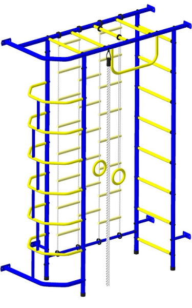 Детский спортивный комплекс ДСК "Пионер-9" с лестницей (пристеночный) синий-желтый