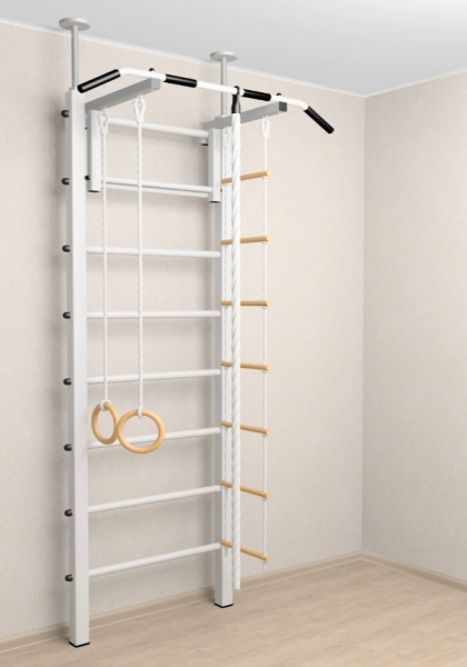 Шведская стенка Sv Sport враспор (Турник стандарт/Канат/Кольца/Лестница) (высота 258-275см) 702