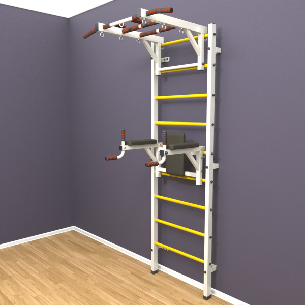 Шведская стенка «LittleSport» White Long 2.0 желтые ступени