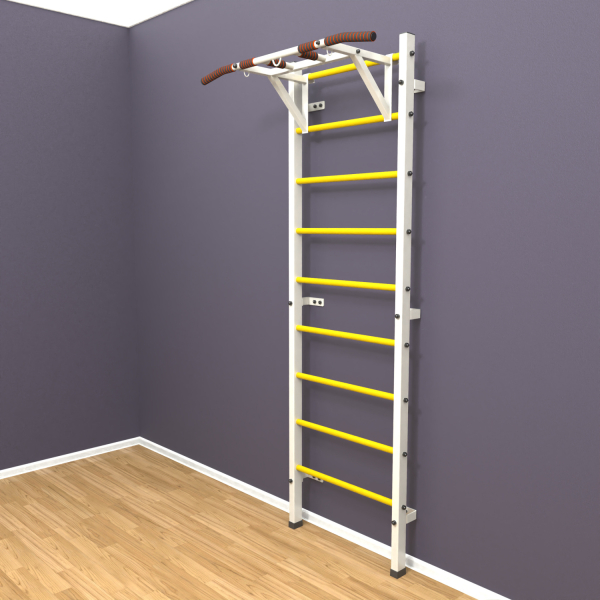 Шведская стенка «LittleSport» White Pull-Up желтые ступени