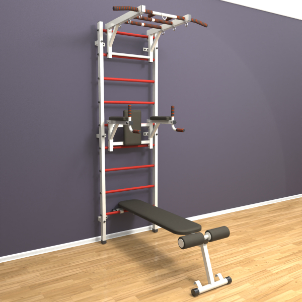 Шведская стенка «LittleSport» White Long 3.0 красные ступени