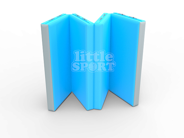 картинка Мат кожзам LittleSport (100х200х10см) складной в 4 сложения серый/голубой от магазина Лазалка