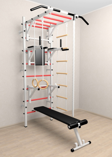 Шведская стенка Sv Sport 527 (Турник рукоход/Брусья/Стойка/Скамья/Канат/Кольца/Лестница)