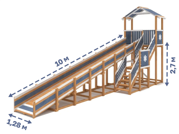картинка Зимняя горка "IgraGrad Snow Fox (Домик)", скат 10 м мод.2 от магазина Лазалка