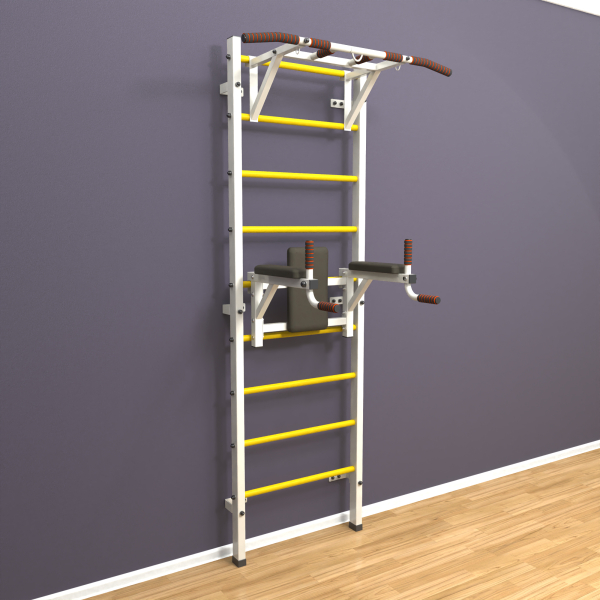 Шведская стенка «LittleSport» White Pull-Up 2.0 желтые ступени